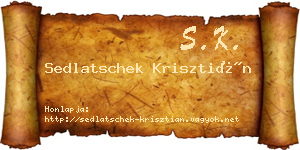 Sedlatschek Krisztián névjegykártya